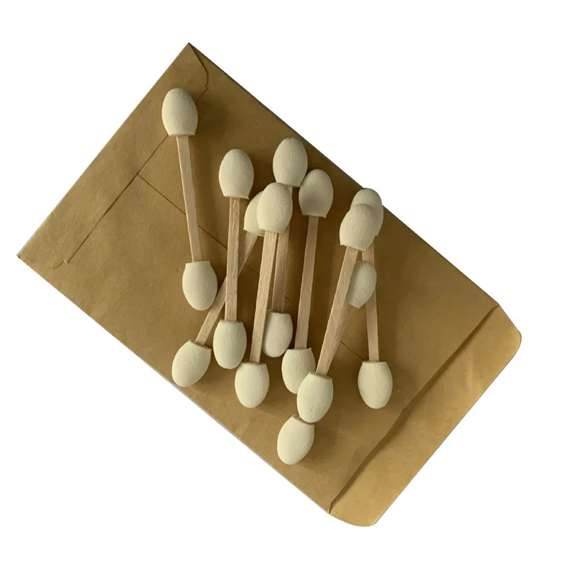 1000 houten handvat oogschaduw applicator sticks wegwerp schuim make-up borstel spons dubbelzijdige spons cosmetische penselen