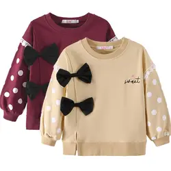 LZH Children's Clothing Long Sleeve Sweatshirt For Girls Thicken Bow Casual Autumn Winter Kids Clothes Girls Tops 2-6 Years