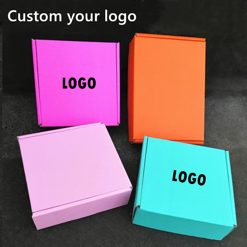 50pcs Custom Logo Gift Box Packaging Big/Small Boxes For Clothing/Small Company Products/Wigs Packaging Paper Box /Wedding Party