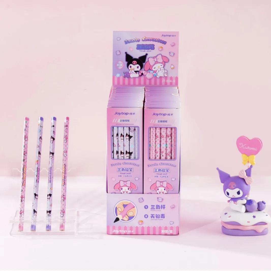 

12/24Pcs New model Kuromi Hb Pencil Set Cartoon Stationery Pencils Campus Learning Supplies Gifts For Girls