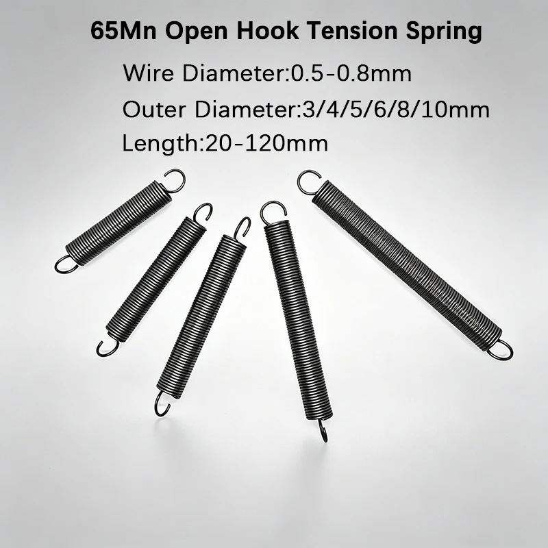 Open Hook Pullback Spring Tension Spring Coil Extension Spring Draught Spring Wire Diameter0.5mm  0.8mm Outer Diameter 3-10mm