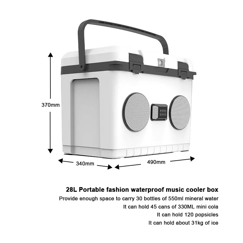 Factory Price 15L 20L 28L Portable Ice Chest Cooler Box Transport Medicine Waterproof Music Cooler Box