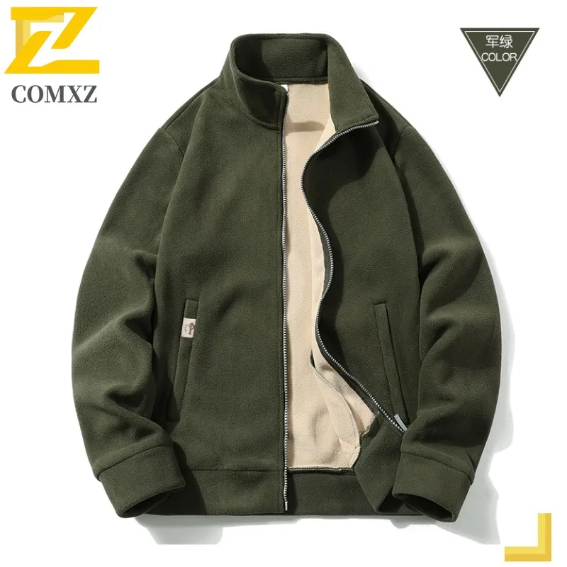 سترة COMXZ الكلاسيكية للرجال بياقة واقفة للتنقل سترة سميكة ودافئة سترة مميزة للأعمال والترفيه ومقاومة للبرودة ملابس خارجية للرجال للشتاء
