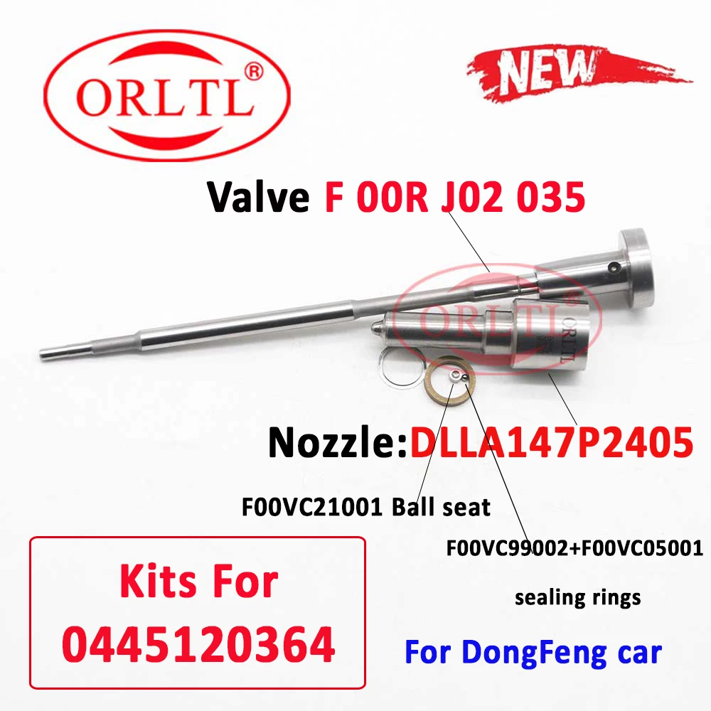 

ORLTL Original Diesel Fuel Injector 0445120364 Repair Kits DLLA147P2405 Nozzle 0433172405 Valve F00RJ02035 For Dongfeng CAR