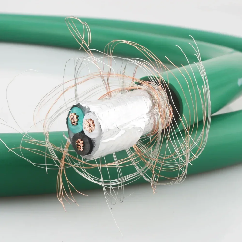 สายไฟกระแสสลับ2328ชุบเงินบริสุทธิ์พร้อมสายสัญญาณเสียง HIFI DIY ยาว1ม.