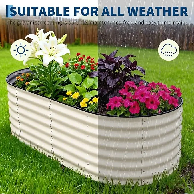 2-Pack Galvanized Raised Garden Beds Planter for Vegetables, Flowers, Rust-Resistant Garden Box, Easy Assembly Raised Beds, Durable Planters with e anti-cut strips-Upgrad