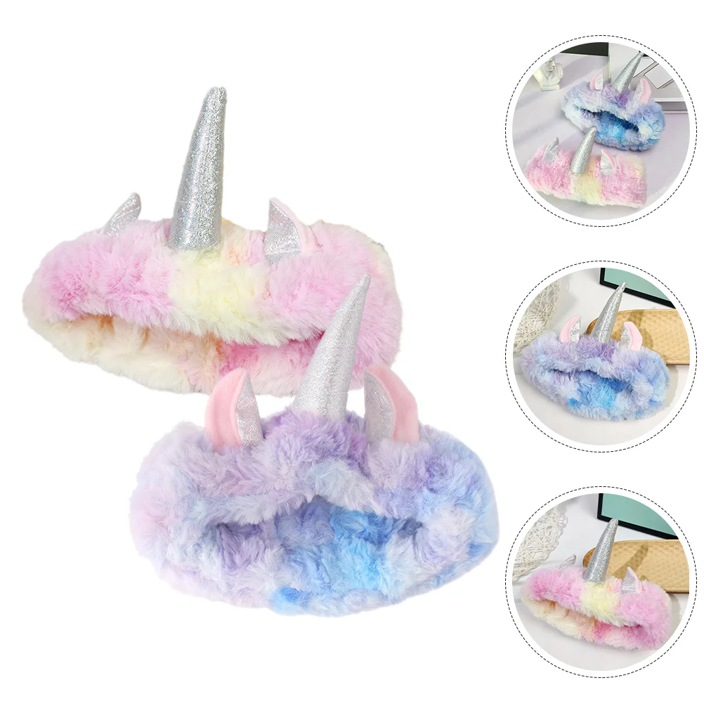 

2 Pcs Unicorn Headband Plush Headbands Spa for Washing Face Skin Care Girl Women Cloth Girls