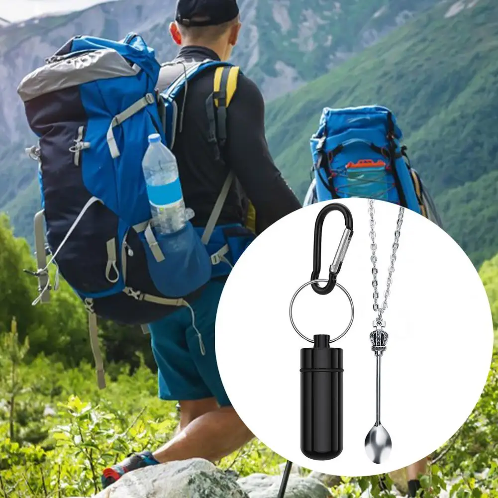 Mountaineering Buckle Metal Box Keychain With Carabiner Pills Box Heat Resistant Moisture-proof Waterproof Odor-free Sealed Jar