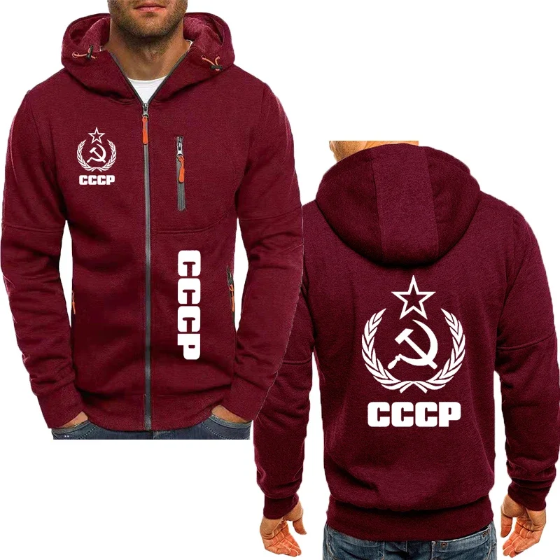 Sudadera con capucha de algodón puro para hombre, ropa con estampado CCCP de Rusia, a juego, primavera y otoño, 2024