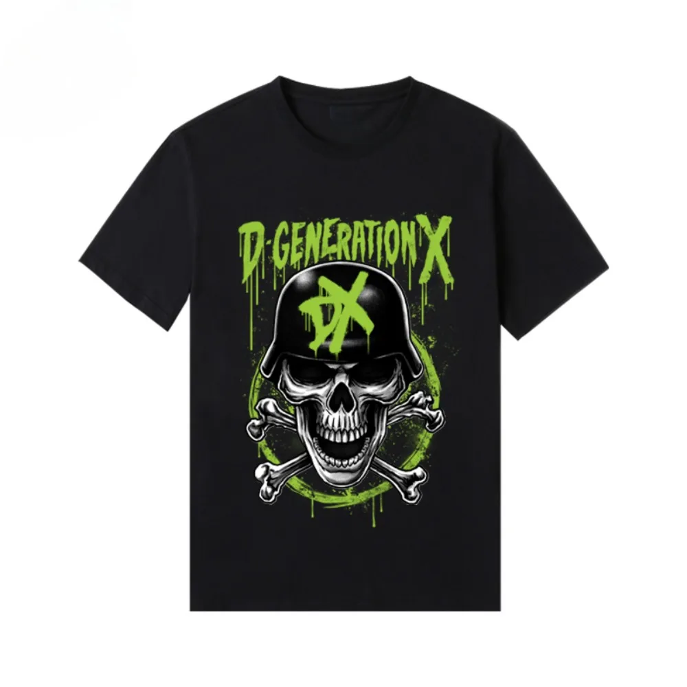 WWE American Fashion Brand 2024 Summer New DX Combination Short Sleeve Printed T-shirt Pure Cotton Loose Casual T-shirt