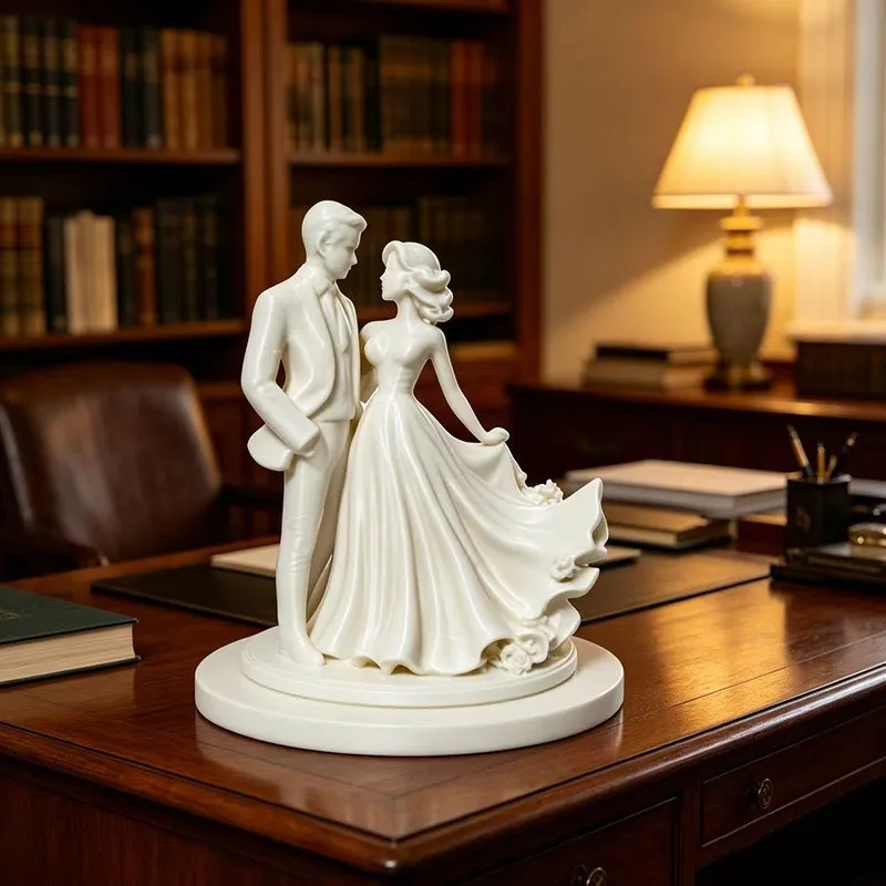 Home Decor Accessory 3d Printed Bride Groom Figurine Wedding Sculpture Decorative Desktop Ornament for Home Table Display