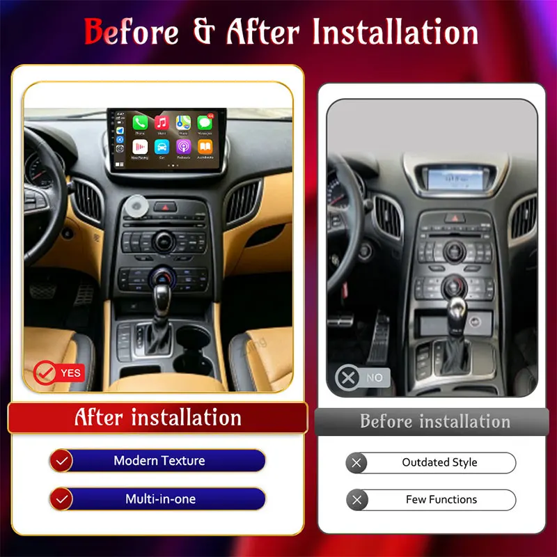 9 inch DSP Stereo 4G Bluetooth Android 16 (OS) Wireless CarPlay For Hyundai Rohens Genesis Coupe 2009 - 2011 Car Radio Head Unit