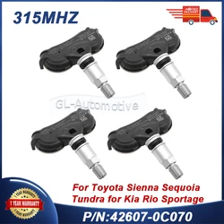Set of (4) TPMS 42607-0C050 Tire Pressure Sensor for Toyota Sequoia Sienna Tundra Sequoia Sienna 42607-0C070 42607-0C060 0C030