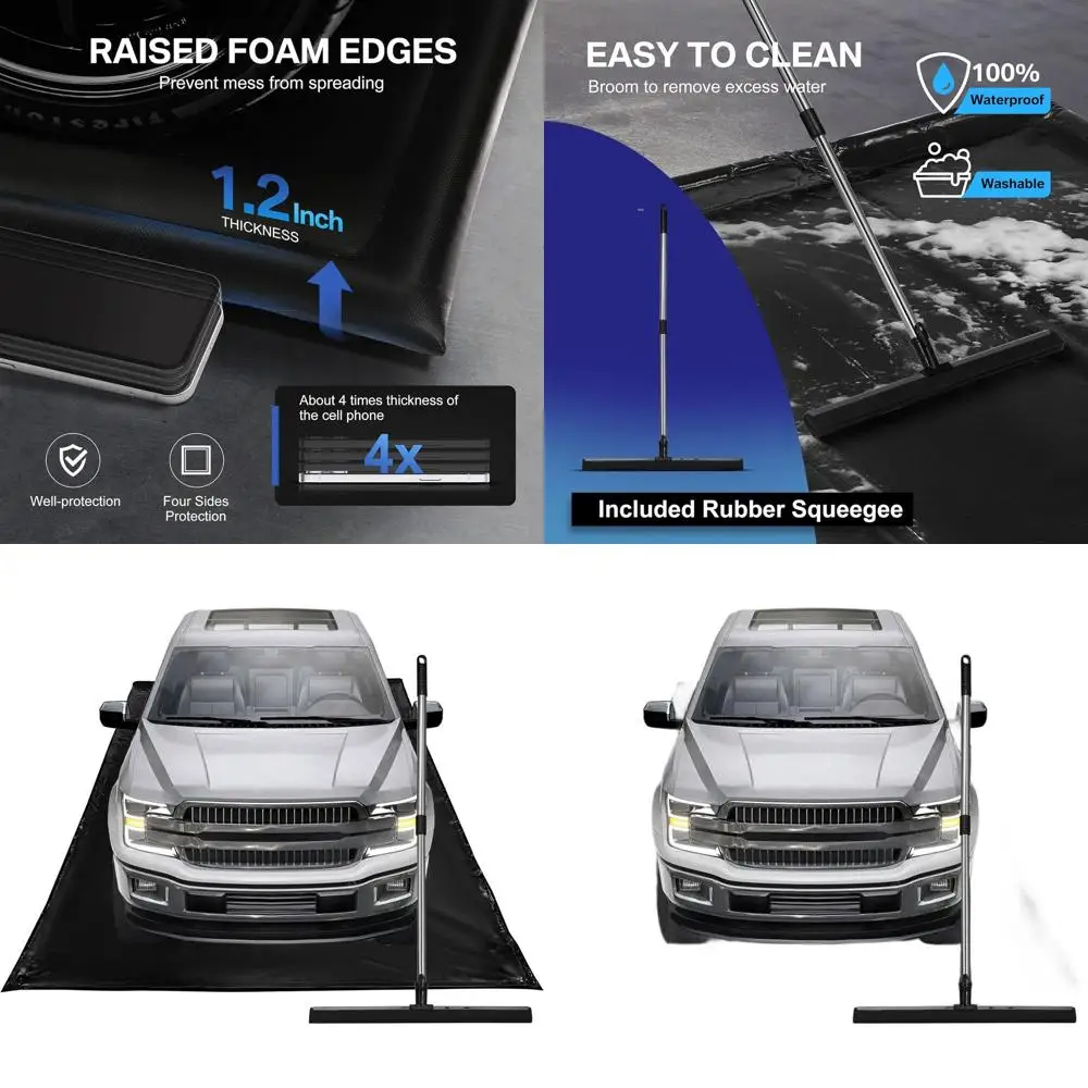

Garage Floor Protection Mat with Squeegee for Mud, Rain, and Oil - 7'9 x 16'