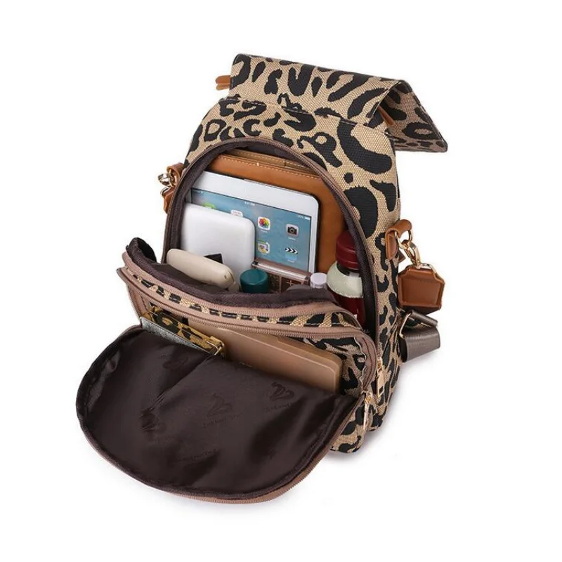 Mochilas pequeñas de leopardo para mujer, bolsos de moda para mujer, mochila de viaje para mujer, mochilas escolares para niñas