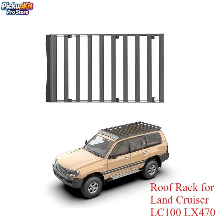 

High Quality Aluminum‑Steel 4x4 Roof Rack for Land Cruiser LC100 LX470 – Off‑Road Luggage Carrier