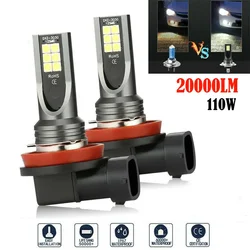 2Pcs H11 LED Headlight Fog Lights Bulb 110W 6000K 20000LM Auto Lamp Super Bright Car Fog Lights Day Running Light