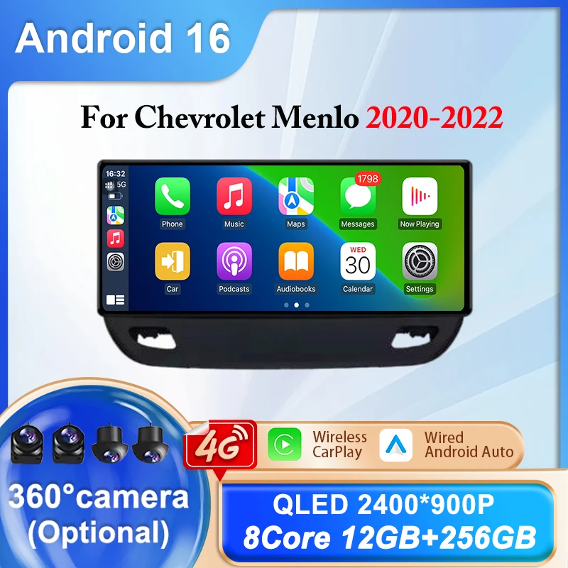 

Мультимедийный плеер DSP 2400*900P 12,3 дюйма для Chevrolet Menlo 2020-2022 с беспроводным CarPlay, Android Auto, GPS-навигацией и Wi-Fi