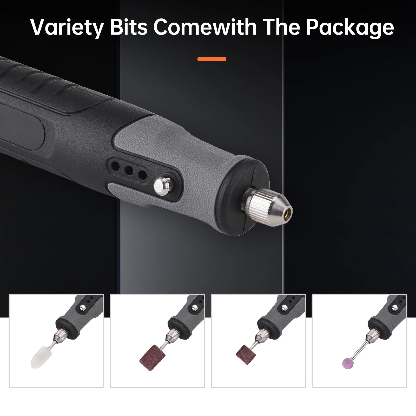 미니 무선 로터리 툴 키트 25000RPM 5단계 속도 조절 조각 도구 충전식 배터리로 작동 23종 액세서리 포함