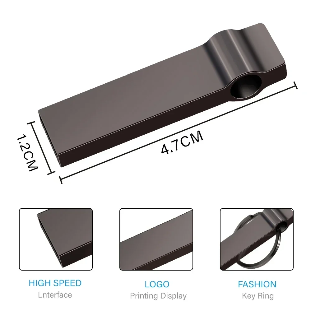 Mini unidad Flash USB de Metal, 128GB, llavero gratis, memoria Stick, regalo de negocios, Pen Drive 64GB, colgante gris plateado, 32GB, resistente al agua