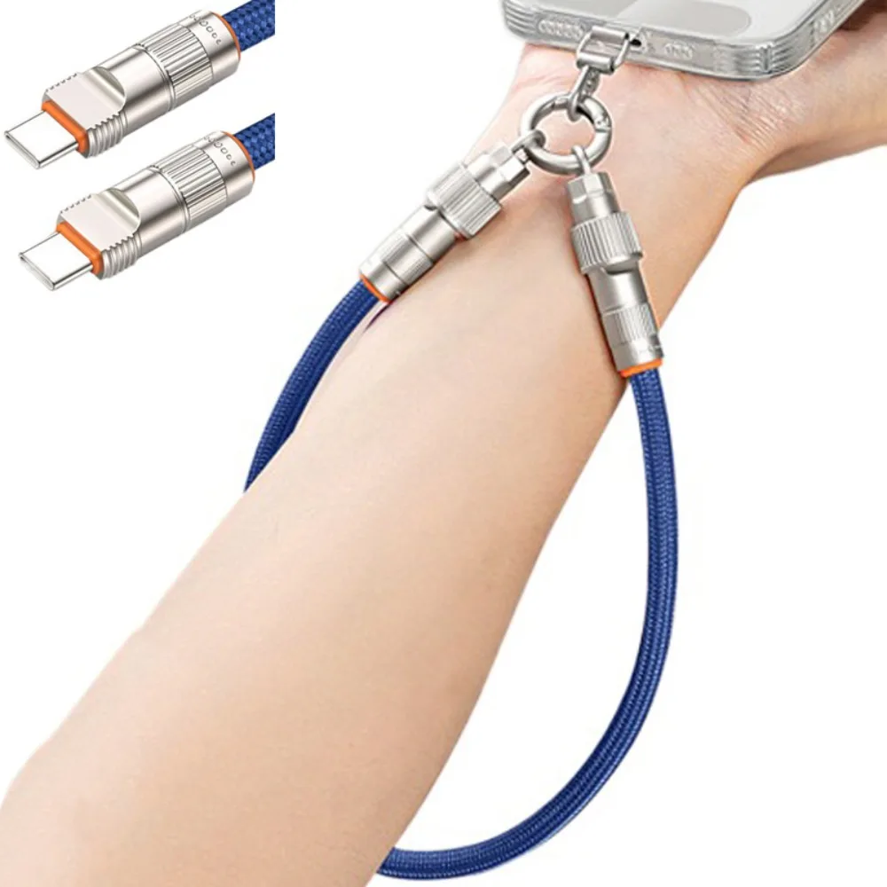 

Кабель для передачи данных типа C, ремешок для мобильного телефона 2 в 1, PD66W, ремешок для быстрой зарядки телефона, анти-потерянный с нашивкой, подвесная веревка для телефона, путешествия