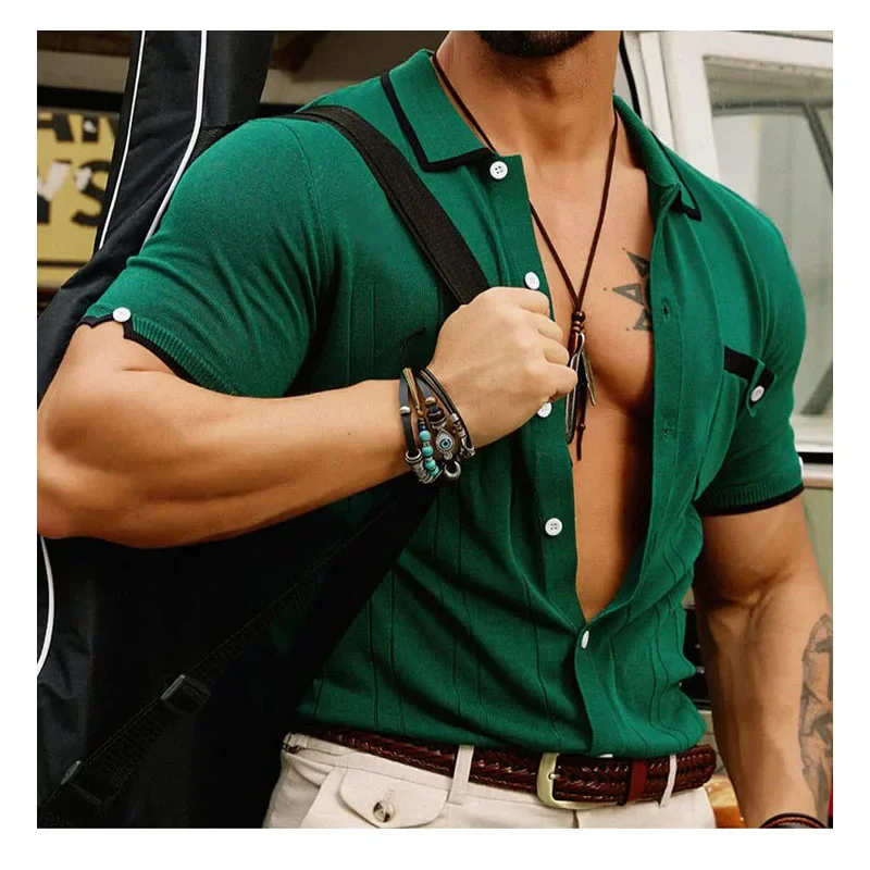 Camiseta informal de negocios para hombre, Polo de punto de manga corta, ropa de alta calidad, novedad de verano