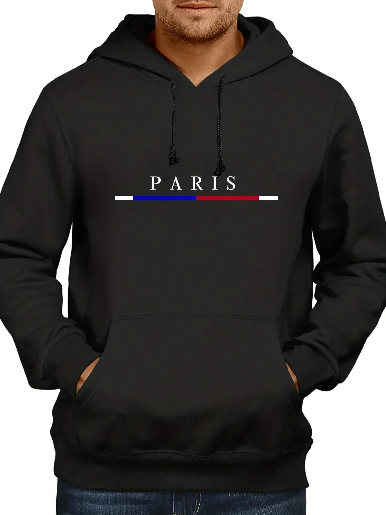 Paris Print Hoodies Print Hoody Men Fashion Casual Long Sleeves Hooded Loose Oversize Pullover Hoodie Street Sweatshirt