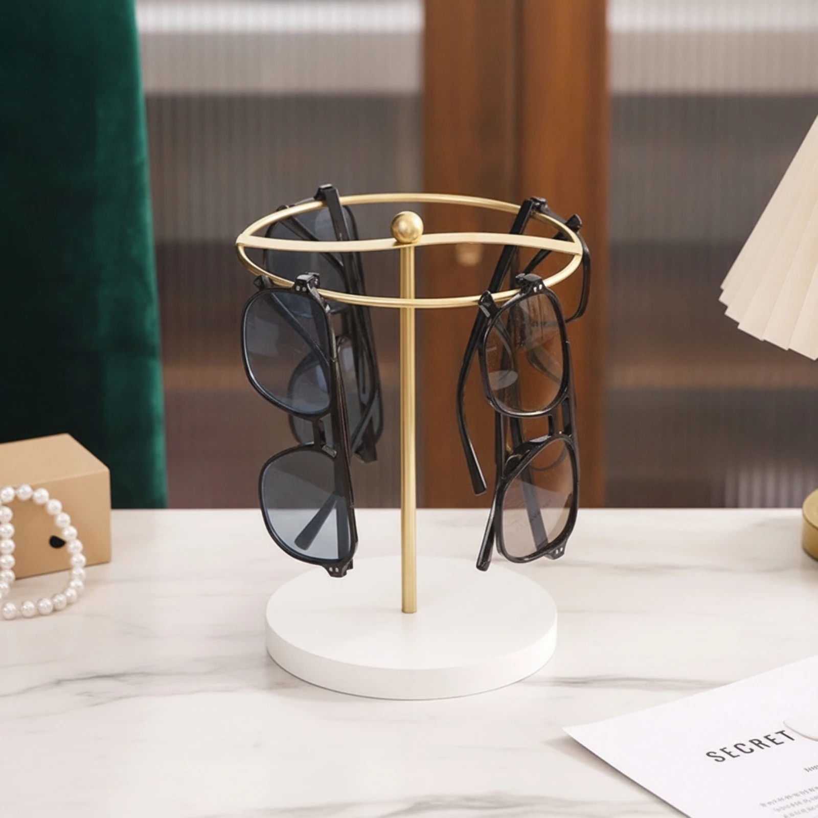 Eyeglasses Display Stand Stable Sunglasses Holder with Round Base Eyeglass Holder Matte Organizer Small Footprint for Vanity