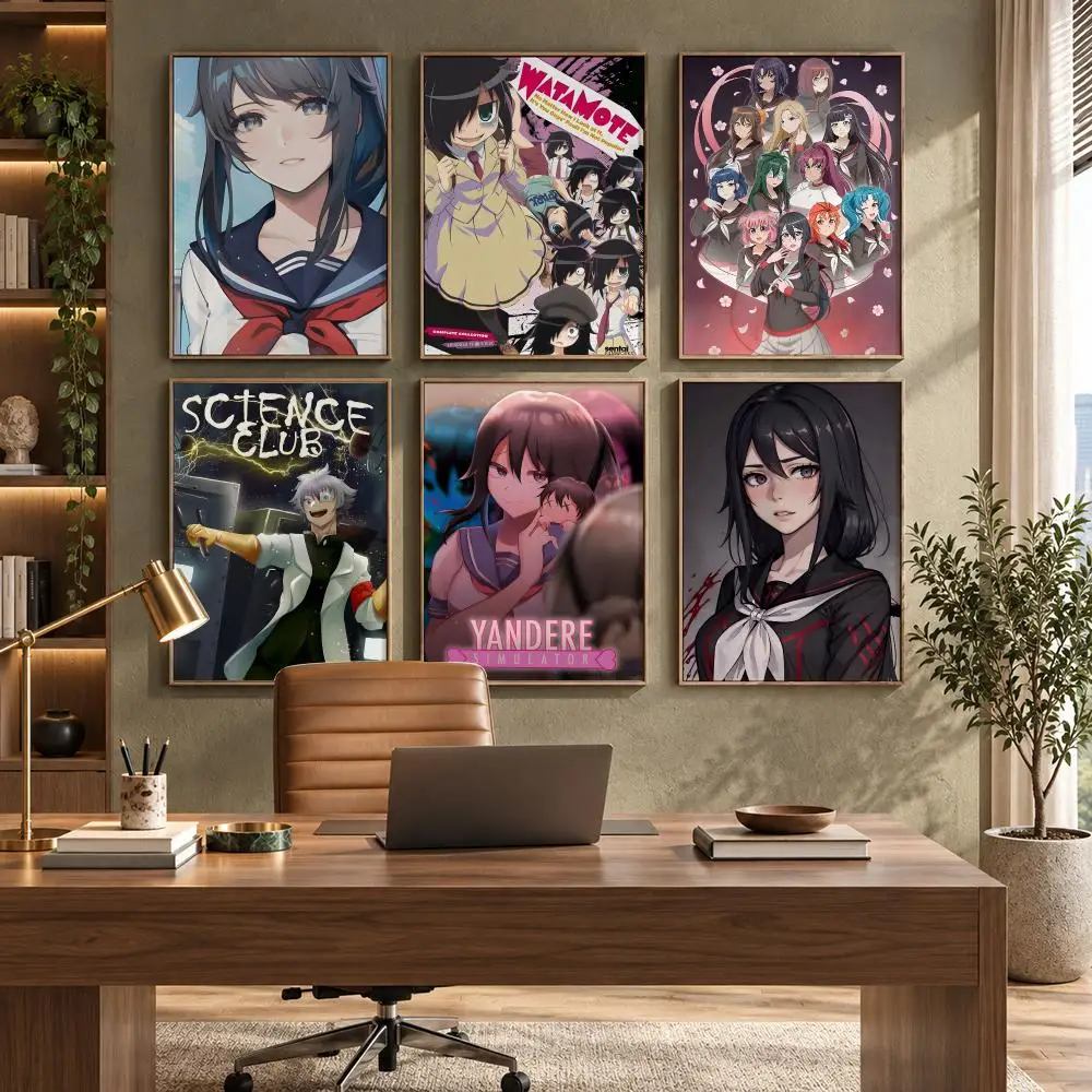 Yandere Simulator Anime Horror Game Poster HD Waterproof Wall Decal for Study, Living Room & Garage, DIY Great Gift for Fans