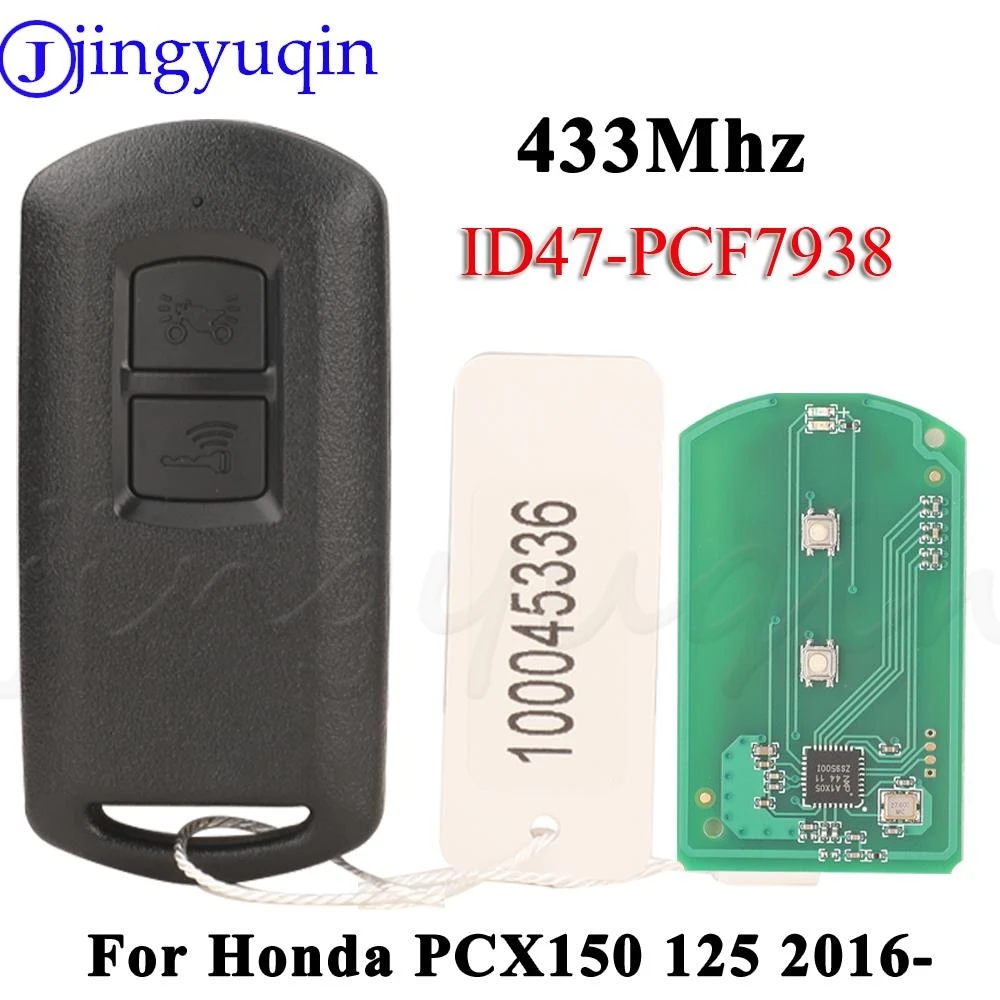 

jingyuqin Smart Motorcycle Remote Key 433Mhz ID47 For Honda PCX150 125 2016- Motorbike 2BTN Keyless Entry Card Fob Aftermarket