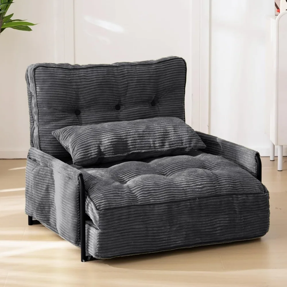 

Adjustable Floor Sofa Couch with Pillow, Multi-Functional Bean Bag Bed, 5-Position Foldable Lazy Sofa Sleeper Bed with A