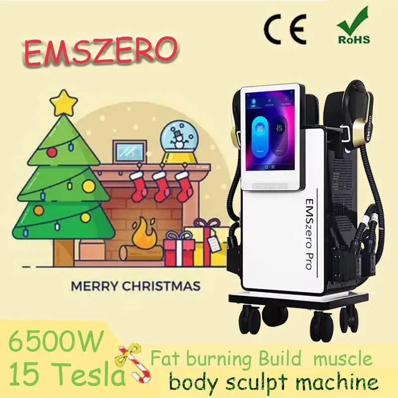 Professional 15 Tesla EMS improves gluteal muscles with 200Hz RF technology burns fat with 6500W EMSZERO body shaping machine