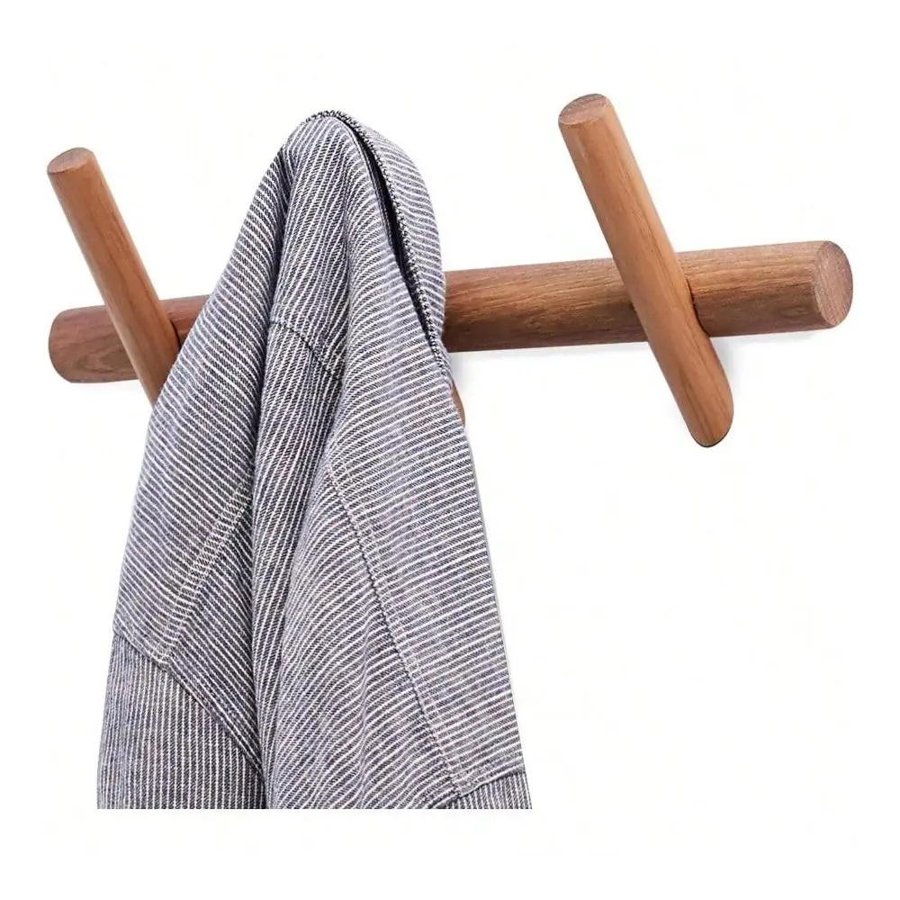 

Wood Coat Hooks Wall Mounted Hat Rack Tower Hanger Wall Hooks Decorative Hanger With Pegs Entryway Bedroom Bathroom Black Walnu