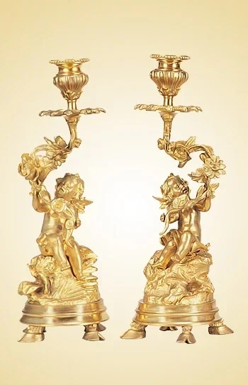 A pair of Imitated Antique  gilt gold plated Solid Copper 