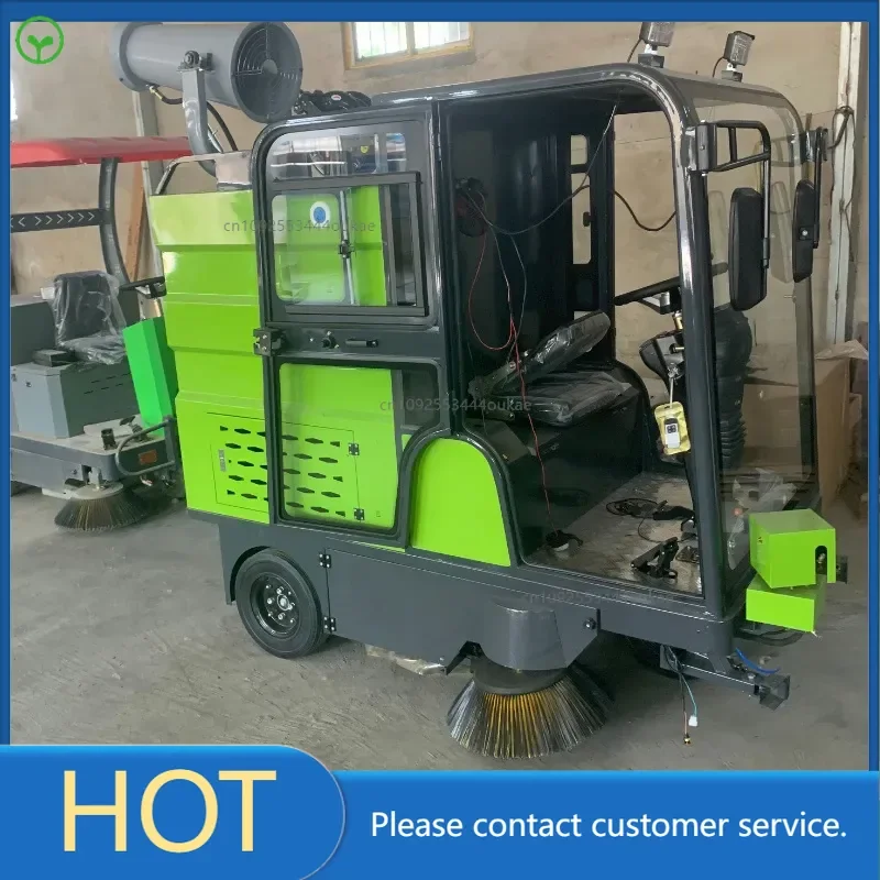 Industrial cab sweeper, fog cannon dust reduction high pressure cleaning road sweeper, multi-functional cab sweeper
