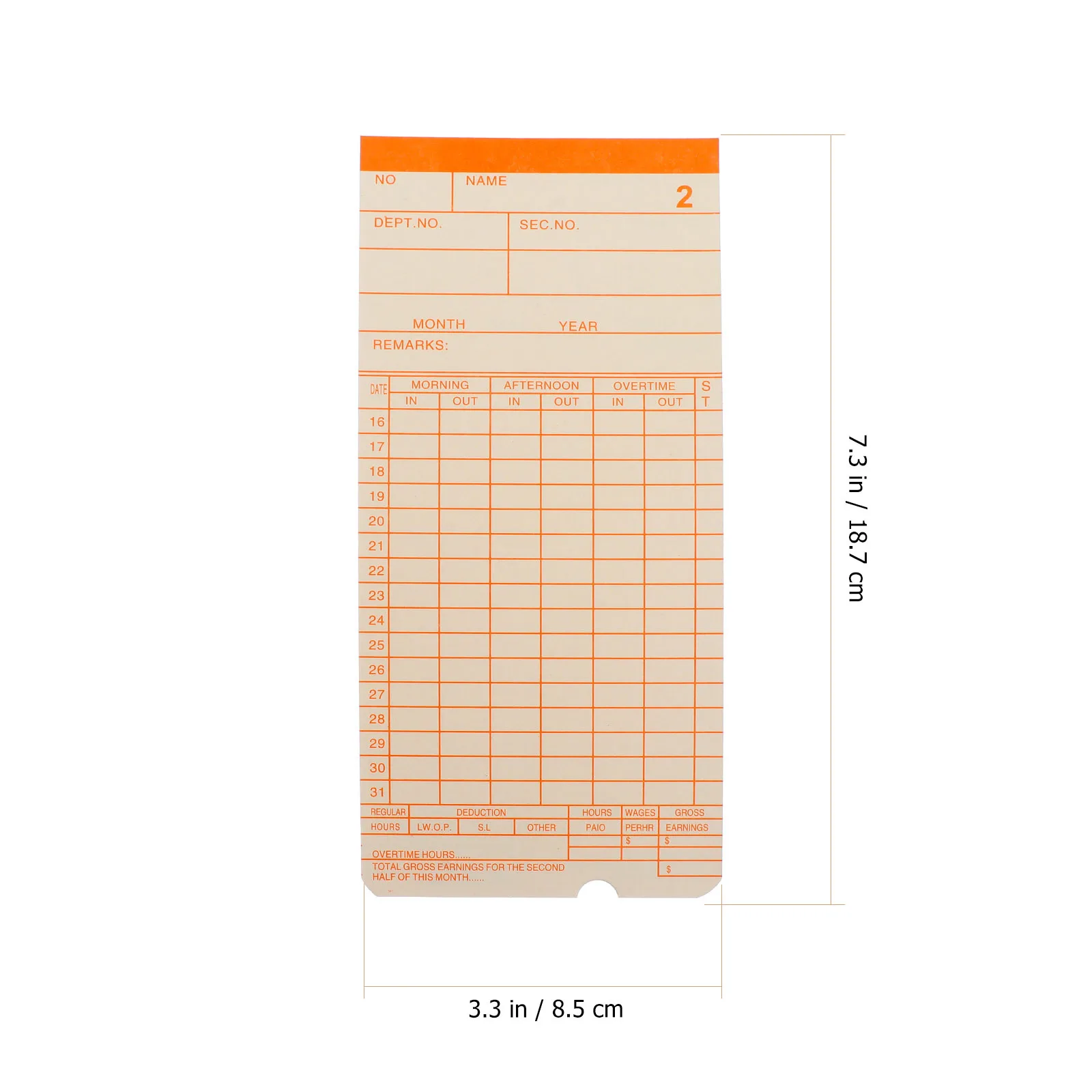Attendance Recorder Cards Office Time Worker Punch Card Timekeeping Paper For Clock Machine Record
