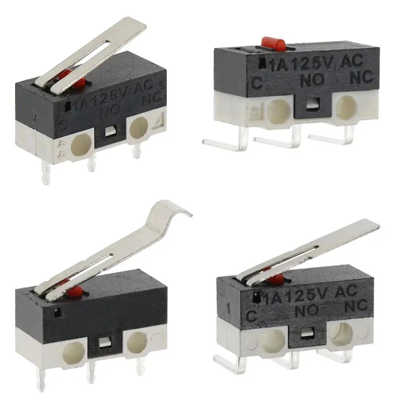 20Pcs Micro Limit Switch 3Pins Long Handle Roller Lever Arm SPDT Momentary Push Button Switch for Mouse DIY Accessories