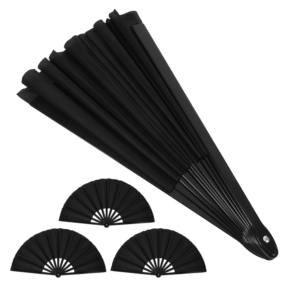 

4pcs Foldable Chinese Fans Vintage Handheld Wedding Black Adult Bride Traditional Dancing Party Decorations Hand Fans