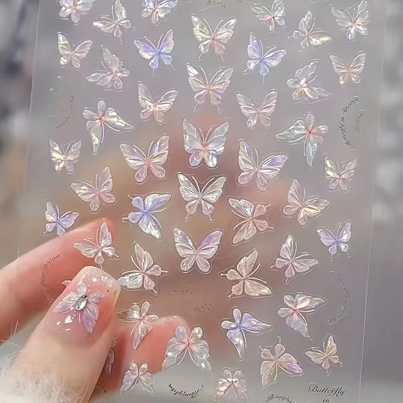 1Shimmering Butterfly Nail Stickers-Self-adhesive nail stickers，Single use。Decorative items suitable for women's manicures。