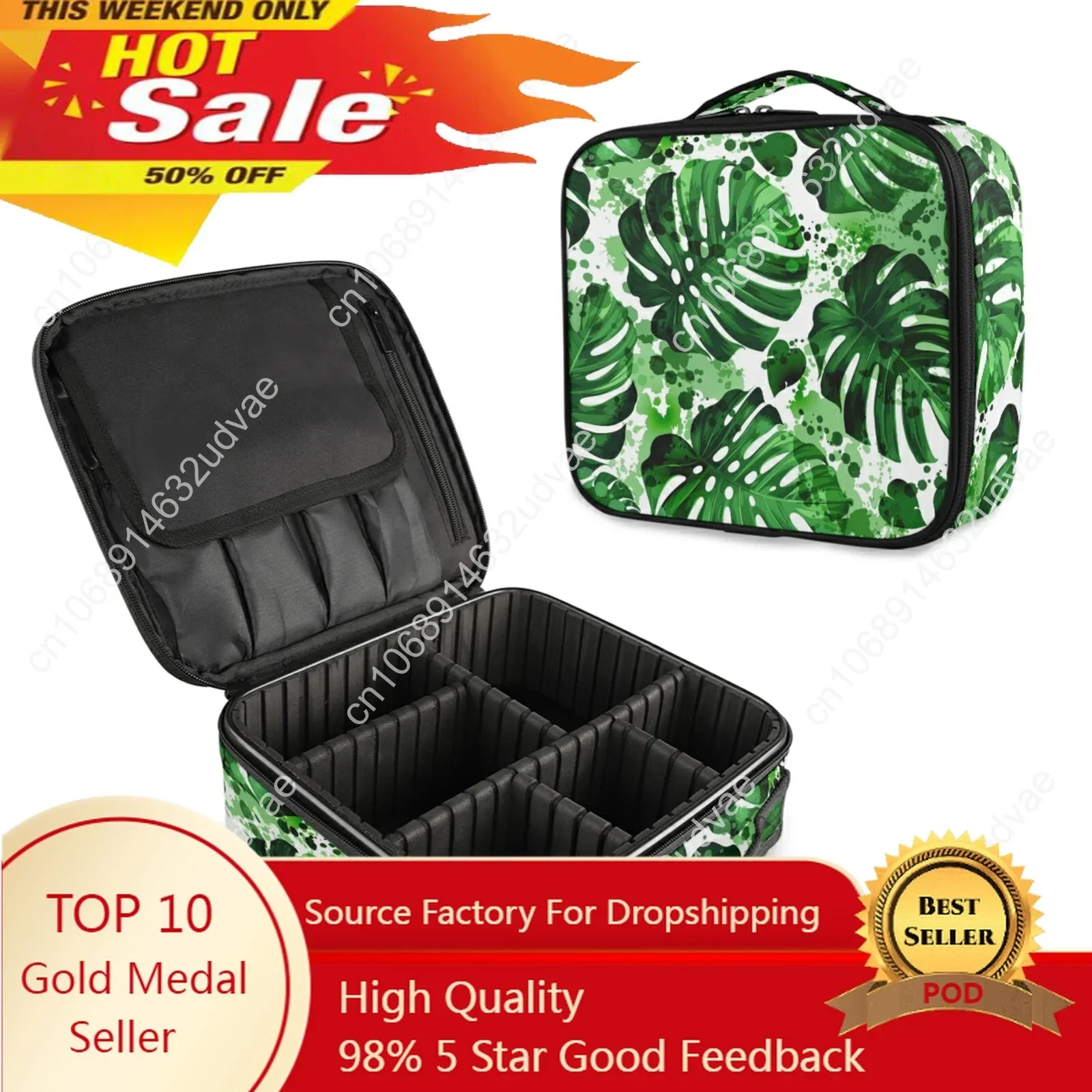 Professional Toiletry Bag Cosmetic Bag Organizer Women Travel Make Up Cases Big Capacity Cosmetics Palm Leaf Suitcases Makeup