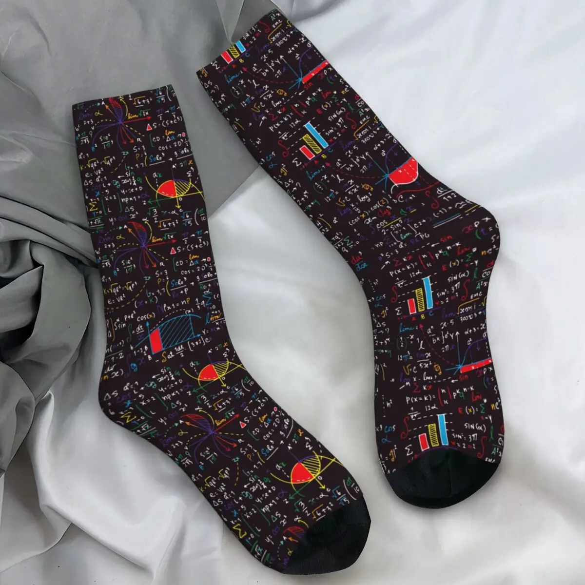 

Colorful Math Formulas Stockings Funny Custom Trendy Socks Winter Anti-Slip Socks Men Outdoor Warm Soft Socks