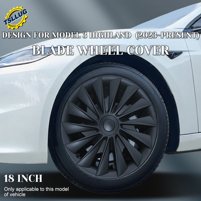 

4PCS For Tesla Model 3 Highland 2023-2026 New Blade Wheel Cover 18 Inch Car Replacement Automobile Hub Cap Full Rim Car Acces