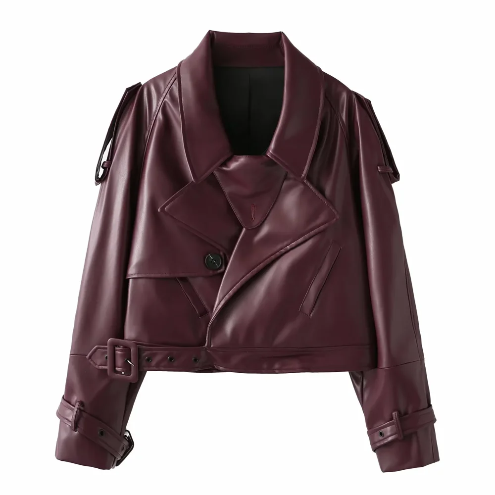 2024 new runway style loose casual leather jacket, women\'s sheepskin leather jacket, shoulder length motorcycle short jacket