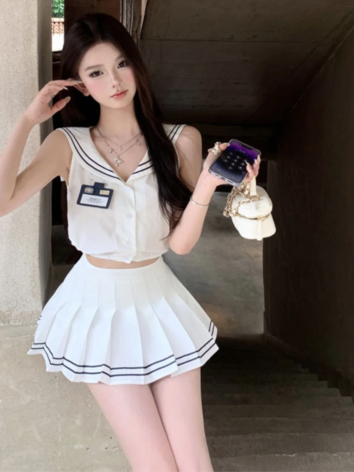 

Sweet And Spicy Girl Pure Desire Style Dopamine Summer Outfit Two-Piece Set Short Sexy Dress Women Summer Fashion Ensemble