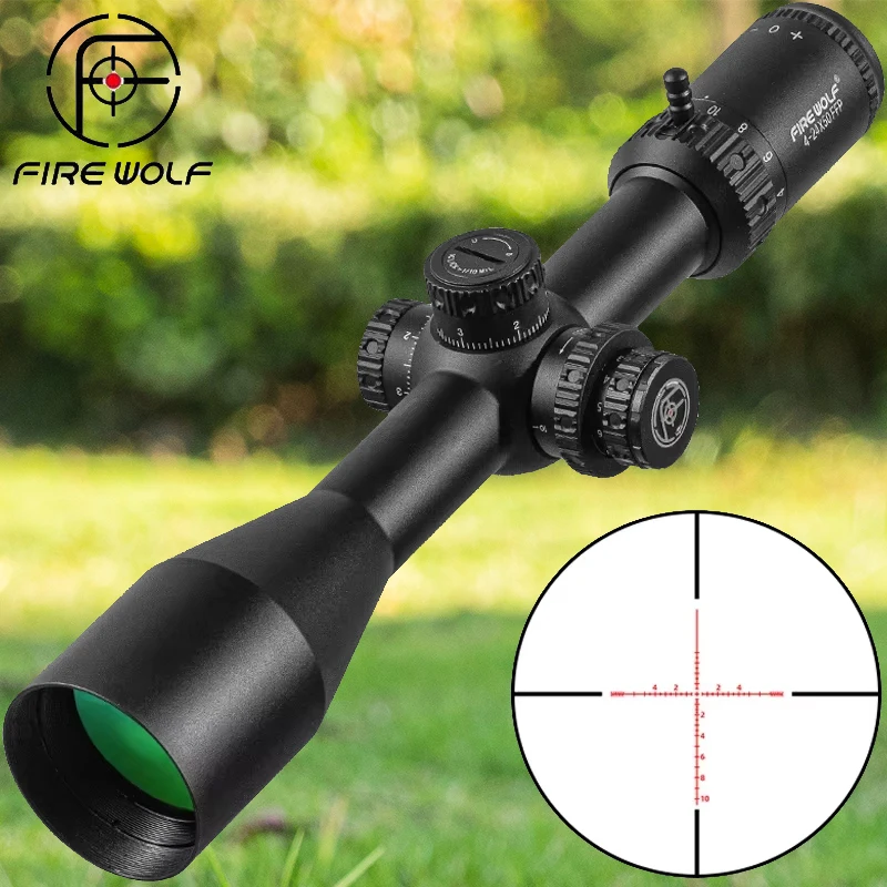 FIRE WOLF 4-24x50 FFP First Focal Plane Scope Tactical Riflescope With Illumination For Long Range Shooting Hunting Fit .338