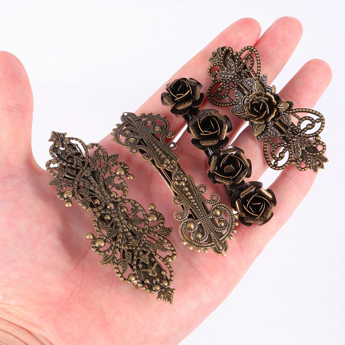 

4Pcs Copper Hair Clip Vintage Style Design for Female Elegant Hairstyle Match Outfits Wedding Party Daily Use Vintage Hair Pin