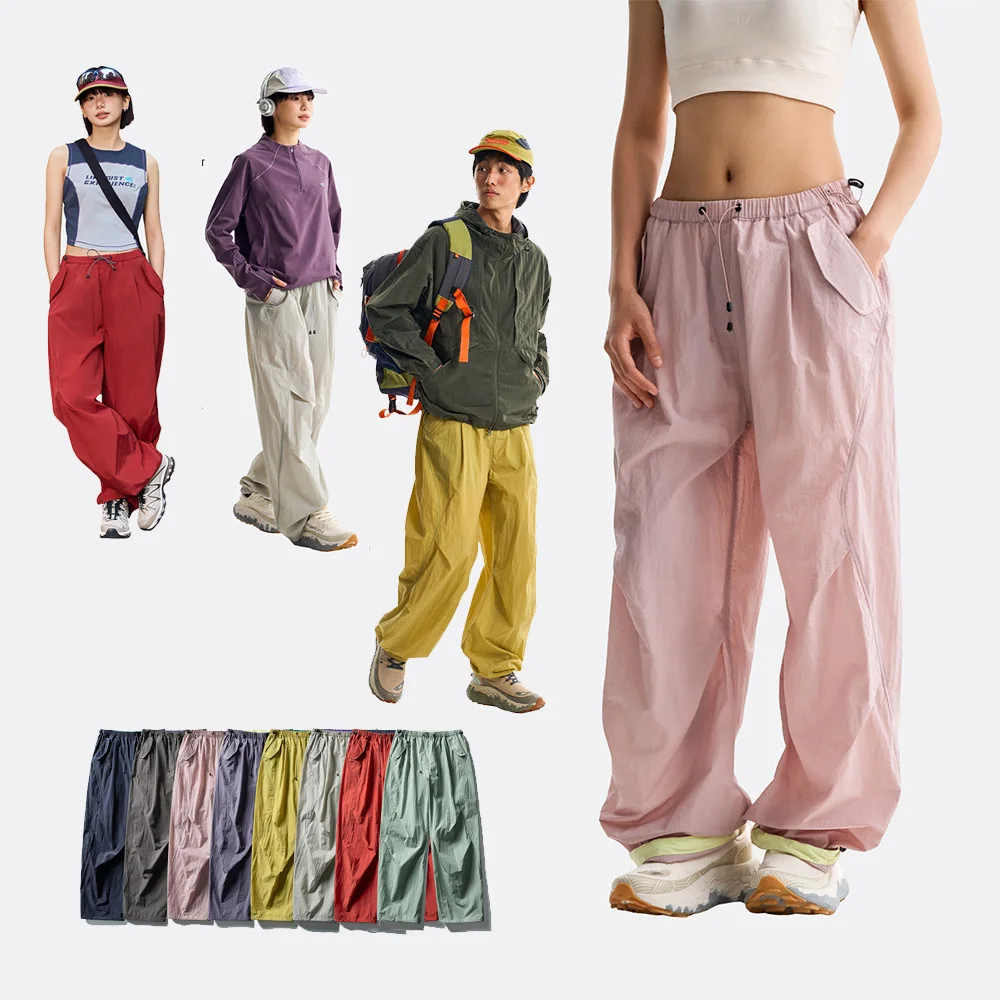Men Women Outdoor Lightweight Quick Dry Loose Casual Sport Wide Leg Cargo Pant Couple Streetwear Hiking Track Techwear Trousers