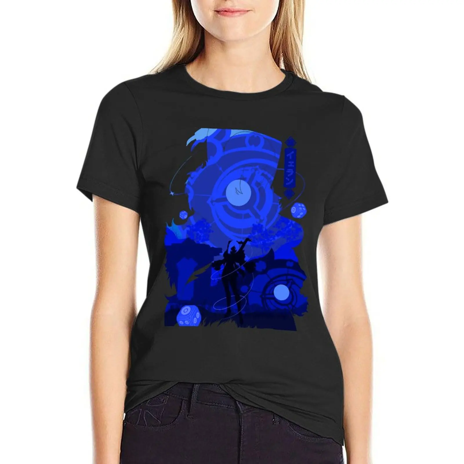 

GENSHIN IMPACT YELAN NEGATIVE SPACE T-Shirt hippie clothes Female clothing Woman fashion