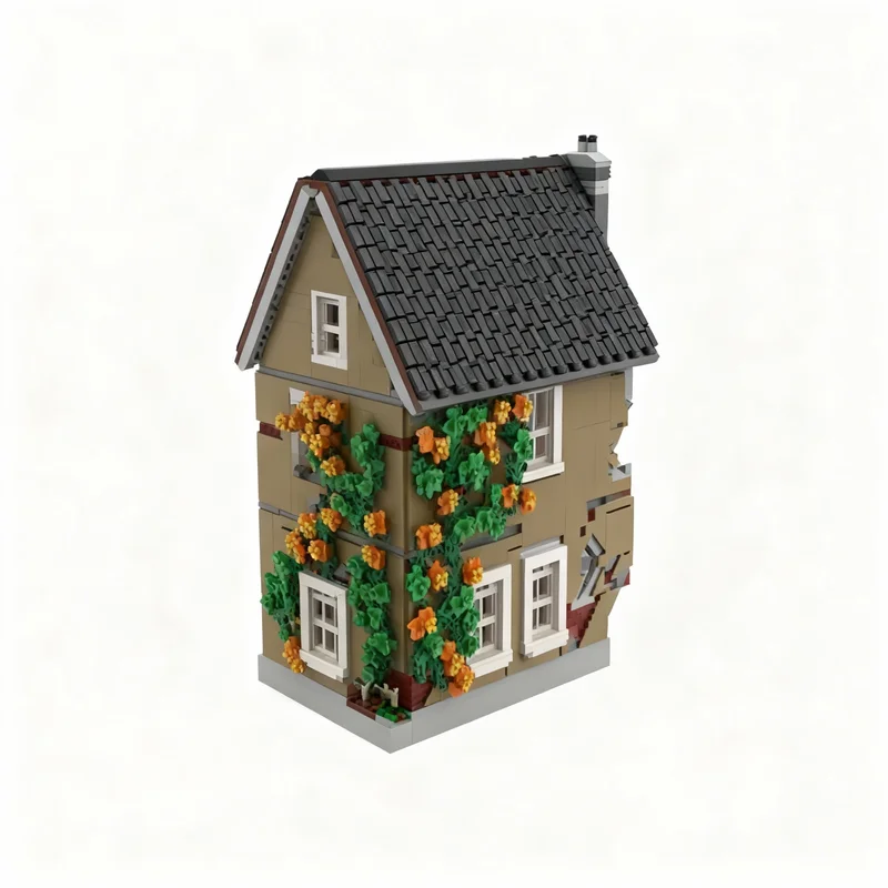 5629 Piezas MOC Casa en Ruinas, Modelo de Carretera, Bloques de Construcción, Juguetes de Arquitectura, Ensamblaje DIY, Regalos de Navidad, Idea Creativa de Ladrillos Educativos