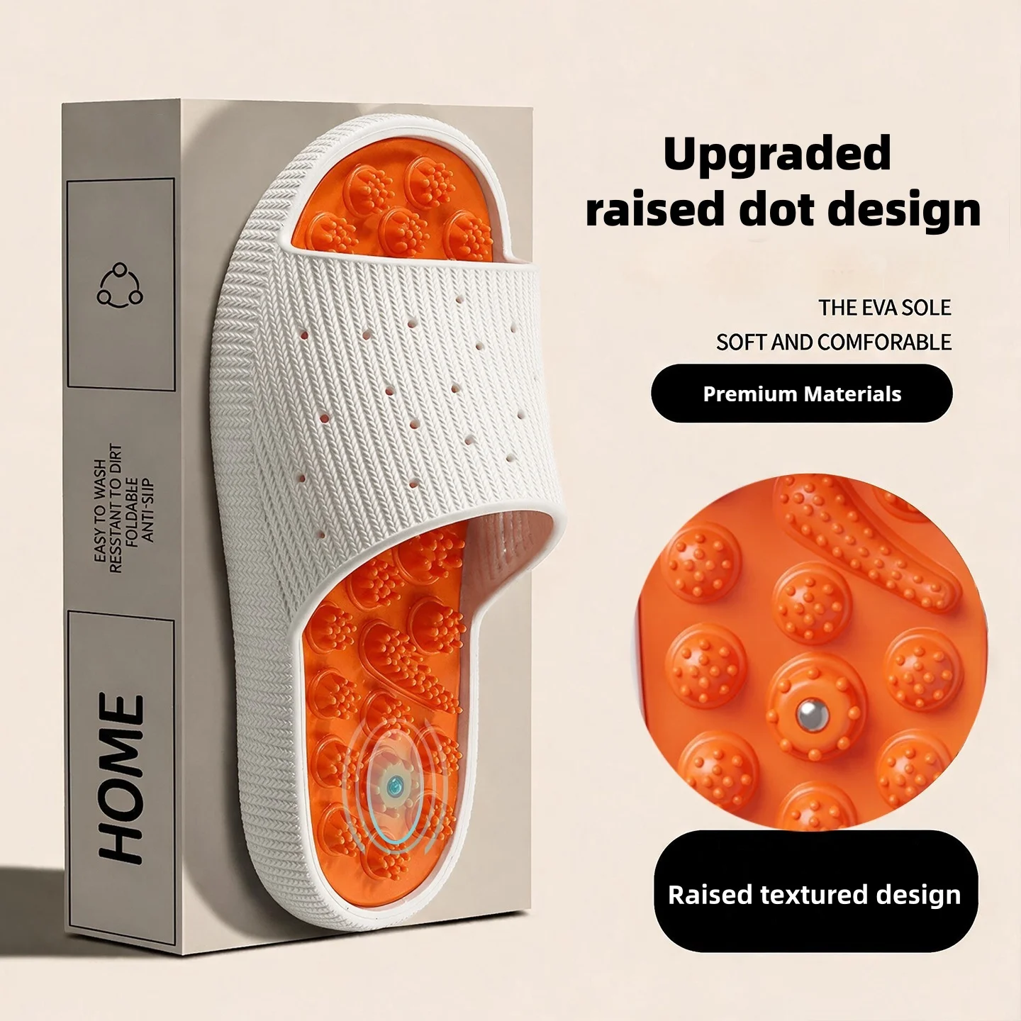 Men Women Magnetic Acupoint Massage Slippers EVA Raised Dot Foot Therapy Slides Breathable Hollow Anti Slip Indoor Bathroom Show